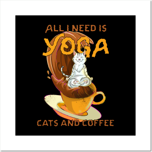 Yoga Catfulness and Coffee Posters and Art